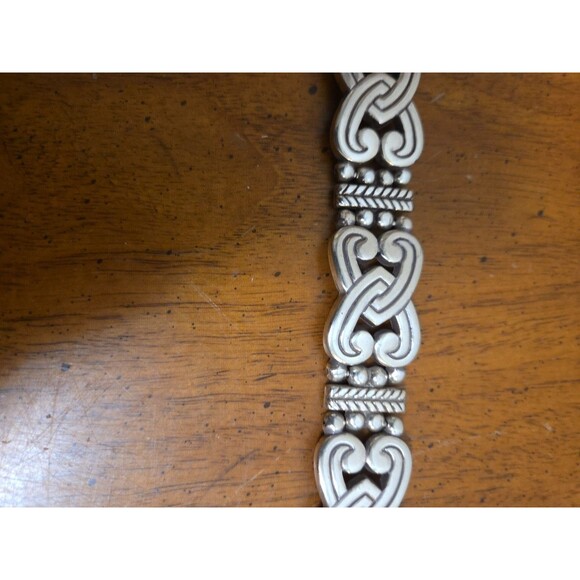 Brighton Silver Metal Hearts & Brown Leather Belt Rare Vintage 1990s Y2K Size XL - Picture 4 of 5